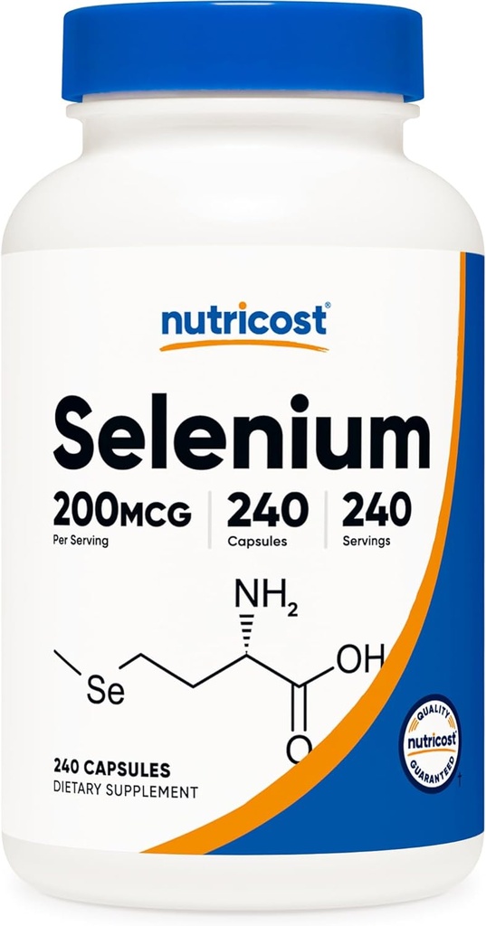Nutricostセレン200mcg、240 ベジタリアンカプセル、非GMO、グルテンフリーL-Selenomethionine
