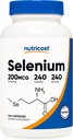 Nutricost Selenium 200mcg, 240 Vegetarian Capules, No-GMO, Gluen Free L-Selenmeti
