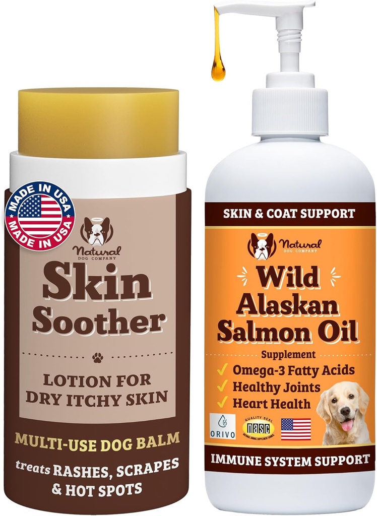 Natural Dog Company Terve Skin Bundle, tukee terve iho ja lievittää kuiva, kutiava iho, allergia helpotus koirille
