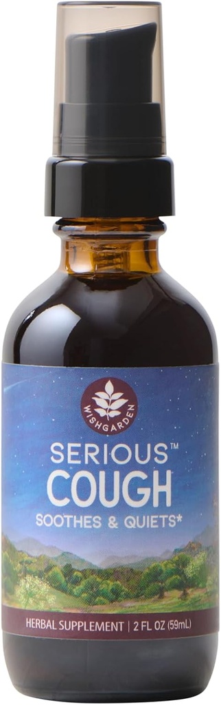 WishGarden Herbs - resno kašelj, organski zeliščni kašelj Supresiven dodatek, Soothes in pomirja skupno grlo in Bronhial draženje (2 Ounce Pump)