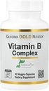 California Gold Nutrition Vitamina B Complex, Thiamin B1, Riboflavin B2, Niacin B3, Pyridoxine B6, Biotin B7, Acido Pantotenico B5 e Pro Folate B9, Senza Glutine, Non OGM, 60 capsule vegetali