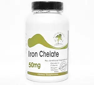 Iron Chelate 50mg ~ 100 Capsules - No Additives ~ Naturetition Supplements