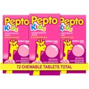 Pepto Kids Bubblegum Antacid Tablets Chewable, Upset Stomach Relief for Kids, Heartburn Relief, Acid Indigestion and Sour Stomach Relief, 72 Chewable Tablets (3x24 ct)