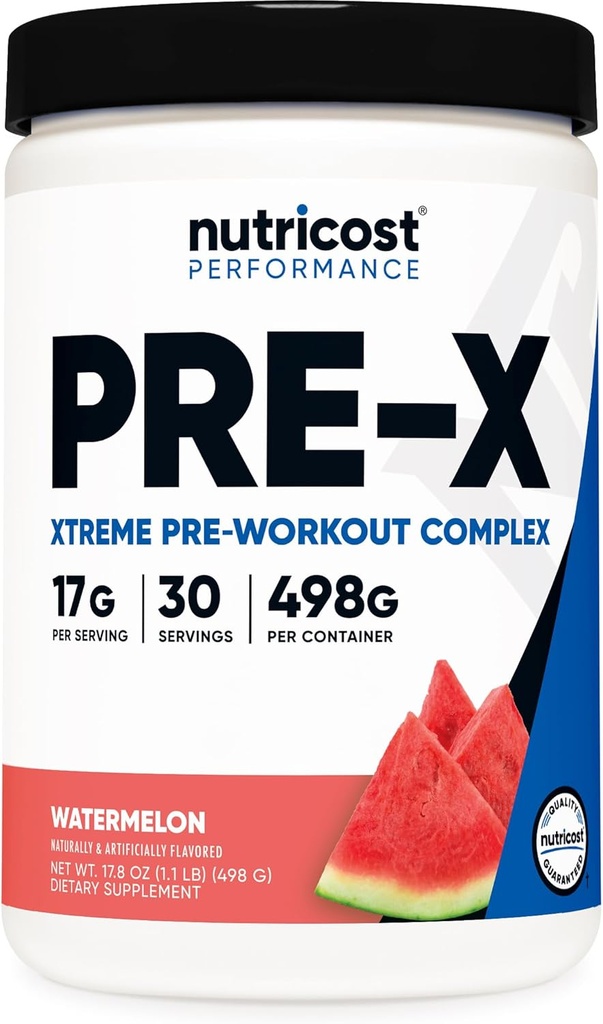 Nutricost Pre-Workout, Кавуна, 30 Сервінги, Вегетаріанський, Non-GMO та Gluten Free (Pre-X)