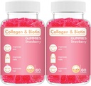 Collagen Biotin Gummies - Saç, Cilt və Nails Saç Uşaq Anti Aging Care Chewable Gummy Vitamins, Vegan, Non-GMO, Gluten Pulsuz, Gelatin Strawberry Flavor 120 Count, Pink