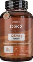 D3K2 | D3 K2 Combines Vitamin K and Vitamin D with Calcium & BioPerine. D3 and K2 Supplements Healthy Bones, Heart & Muscles | 180 Capsules
