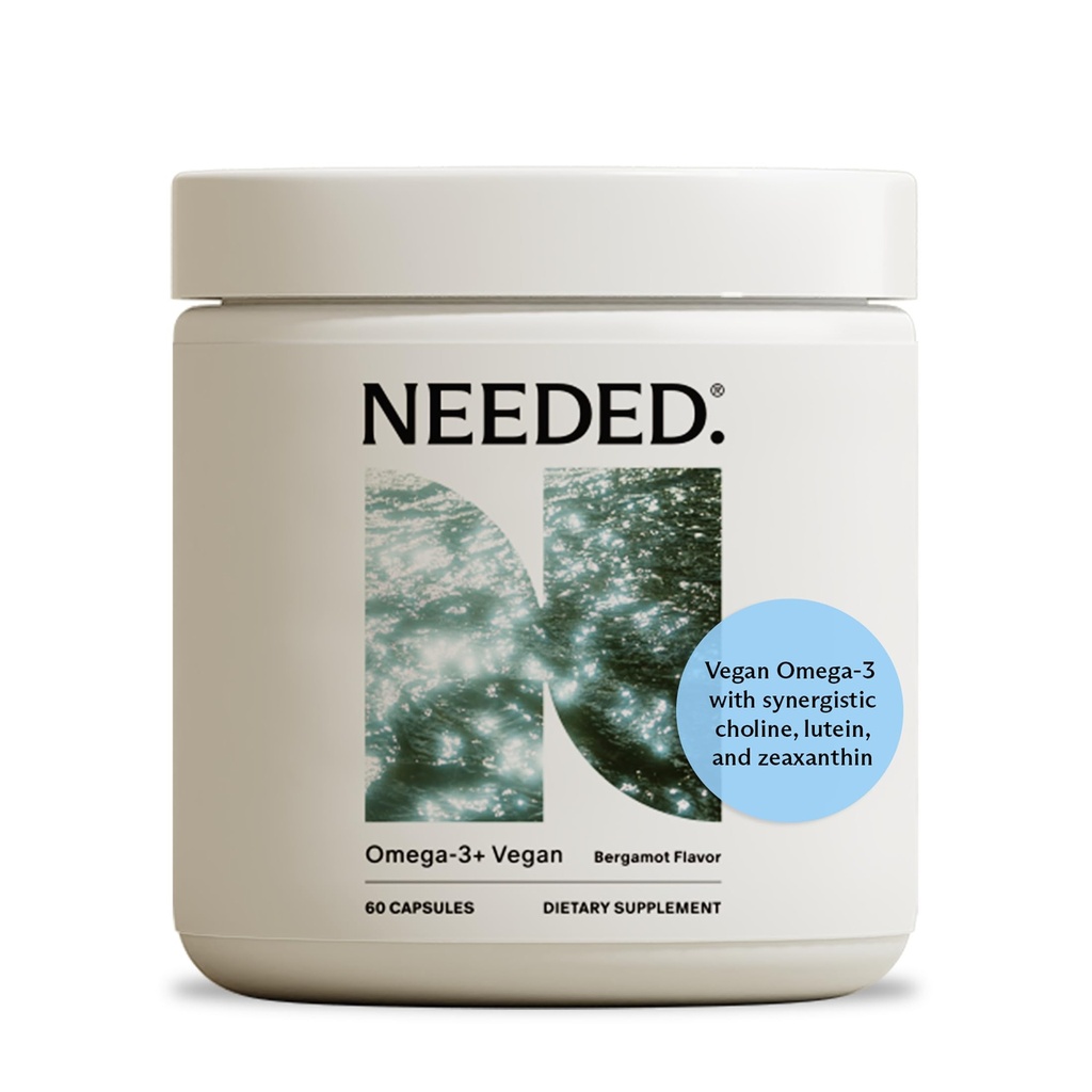 Needed. Prenatal Omega-3 - High Potency Dose of Sustainably Sourced Bergamot Flavor, 1000mg DHA, 1000mg EPA, Encased in a Gelatin-Free, Plant-Based Softgel Shell, 30-Day Supply