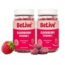 BeLive Elderberry Gummies with Zinc and Vitamin C - Immune Support Supplement with Vitamin D, A, E, B12 - Gummies for Healthy Bones & Teeth, Vegan, Keto & Non-GMO - Raspberry Flavor | 2-Pack