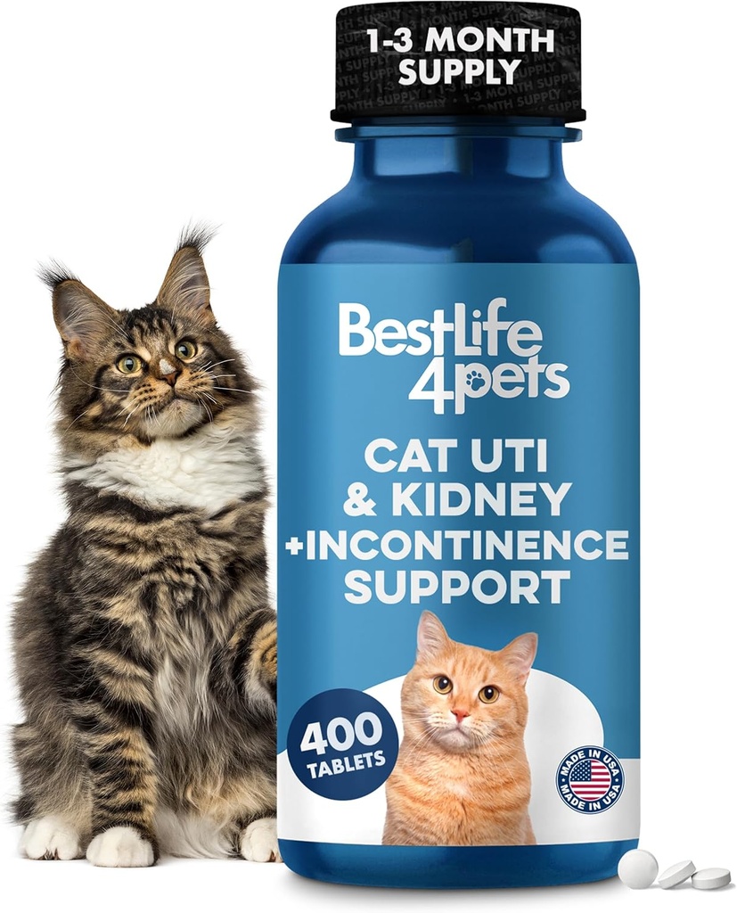 Cat UTI Remedy & Kidney Support for Cats, Natural Urinary Tract Infección e Cat Bladder Crystals Tratamento axuda a brotar pedras de Kidney, limpar a infección e mellorar a saúde dos nenos, 400 pílulas pequenas