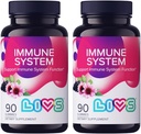 LIVS Imune System Elderberry Gummys for addles & Kids + 高级Imune支助补编,配有维生素C, Echinacea, & Propolis + Vegan & Gluten Free Gummy Vitamins + 200mg 老年莓/Dose -180 Ct