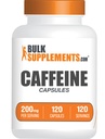 BulkSupplements.com Caffeine 200mg Capsules - Supplement for Energy Boost, Caffeine Pills 200mg - Gluten Free, 1 Capsule per Serving, 120 Count (Pack of 1)