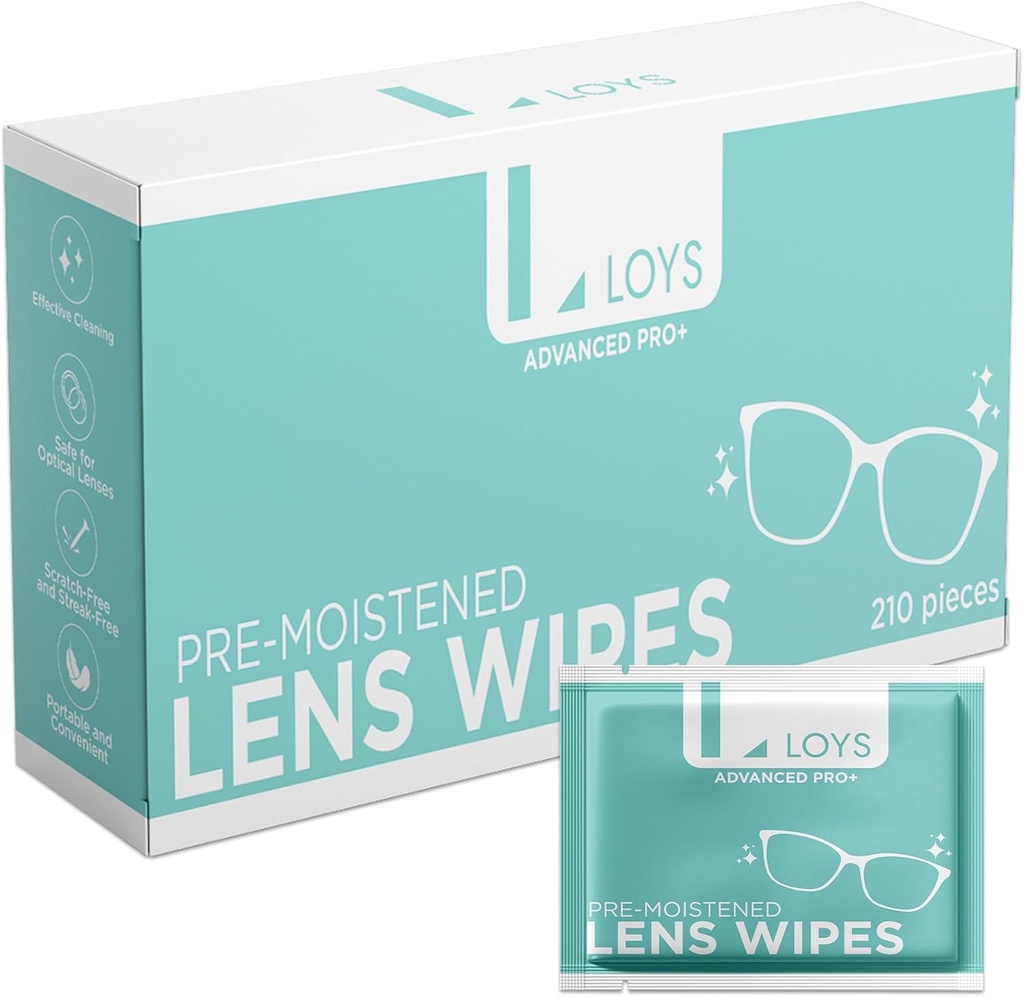Šošovky Čistiace utierky na okuliare, Čistič okuliarov, Predvlhčený Jednotlivo zamaskovaný Sracth Free Streak Cleaner Wipes for Labtop, Slnečné okuliare, Kamera, Goggles by Loys Advanced Pro, 210 Počet