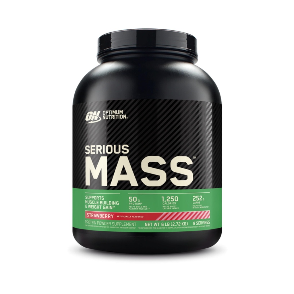Optimum Nutrition Serious Mass, Weight Gainer Protein Powder, Mass Gainer, Vitamin C and Zinc for Immune Support, Creatine, Strawberry, 6 Pound (Packaging May Vary)