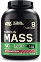 Mass Optimum Nutrition Serious Mass, Weight Gainer Protein Powder, Mass Gainer, Vitamin C and Zinc for Immune Support, Creatine, Strawberry, 6 Pound (Packaging May Vary)