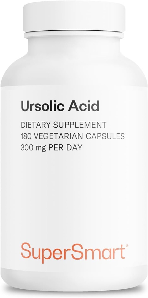Supersmart - Ursolic Acid 300mg per Day (Well-Tolerated) - Rosemary Leaf Extract Supplement | Non-GMO & Gluten Free - 180 Vegetarian Capsules