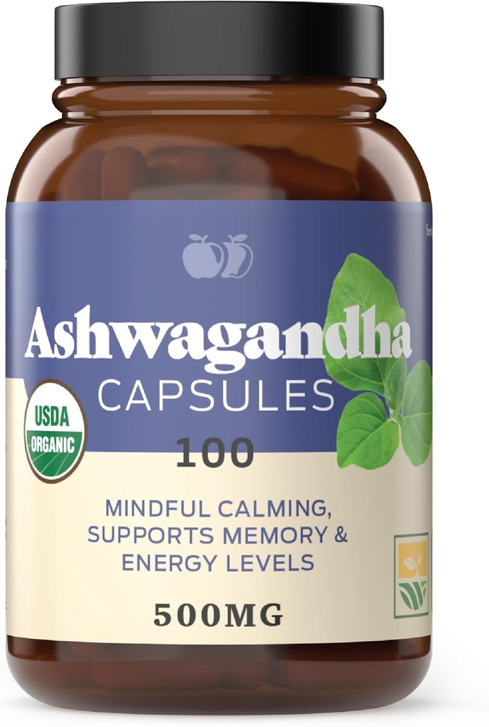 Organické Ashwagandha Kapsule - 100 Kapsule 500mg Pure Organic Ashwagandha Supplement od Upokojujúca podpora