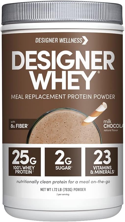 Designer Wellness, Designer Whey Protein Meal Replacement Popper, Organic Superfood Complex Carbs, Vitamin, Mineral, Gluten- Free, Milk Chocolate, 1.72 Pound
