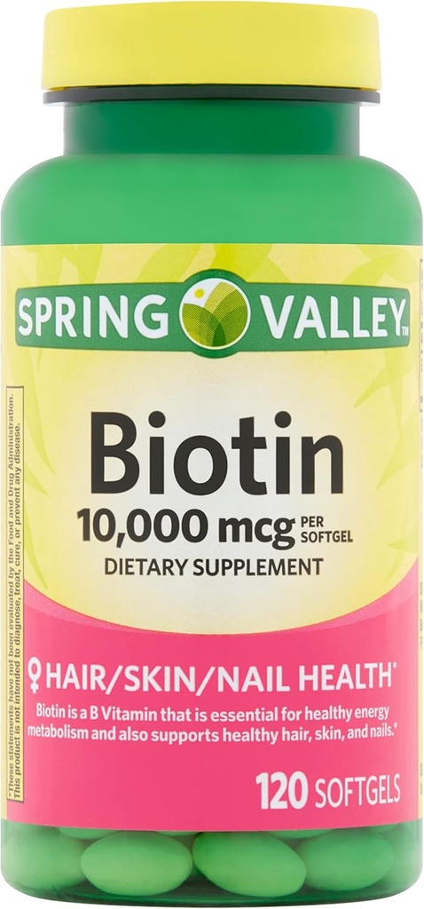 Spring Valley Biotin Supliment alimentar, 10.000 mg, 120 Softgels