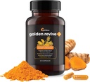 UpWellness Golden Revive + Supliment de sprijin comun Featuring Turmeric cu Pepper negru, Querbetin, şi Magneziu- Turmeric Boswellia Supliment - 6 Ingrediente active pentru îngrijire în comun - 60 capsule