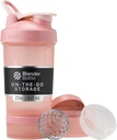 BlenderBottle Shaker Bottle with Pill Organizer and Storage for Protein Powder, Classic V2 ProStak System, 22-Ounce, Rose Pink