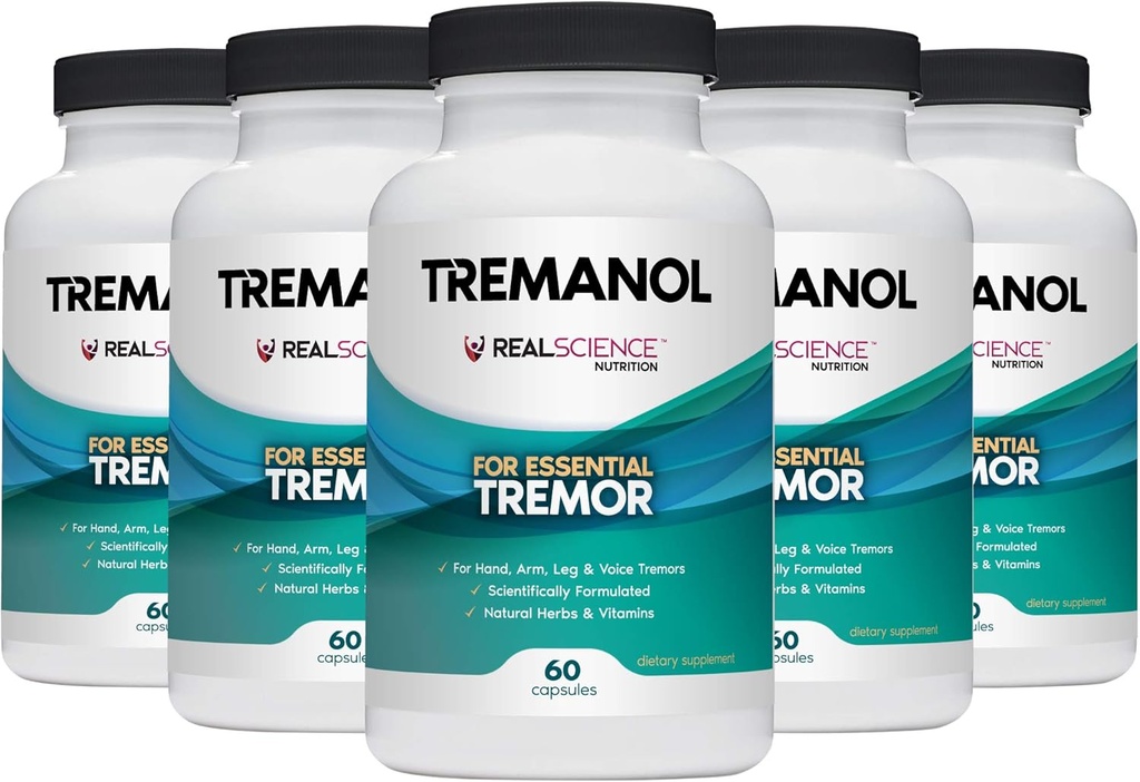Tremanol – Pack of 5 - Natural Aid for Essential Tremor - Provides Relief for Shaky Hands, Arm, Leg, & Voice Tremors