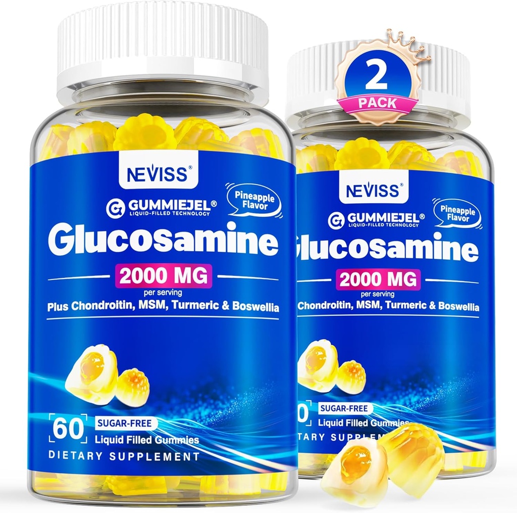 Sugar Free Glucosamin Doldurulmuş Gummies - Glucosamine Supplement Plus Chondroitin, MSM, Turmeric, Boswellia, Hyaluronic Acid, Vitamin D3 & sink, 120 Gummies, 60 Xüsusi