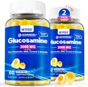 Glucosamine umplute cu zahăr - Glucosamină Supliment Plus Chondroitin, MSM, Turmeric, Boswellia, Acid hialuronic, vitamina D3 & zinc, 120 gume, 60 Serviri