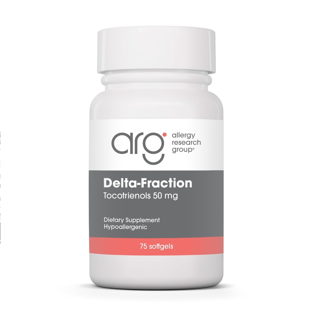 Allergy Research Group Delta-Fraction Tocotrienols Supplement - 50 mg Vitamin E, Annatto, Gamma, Tocotrienols Only, Tocopherol-Free, Hypoallergenic, Softgels - 75 Count