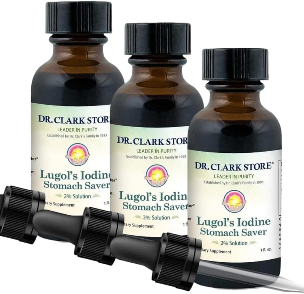 Dr. Clark Lugols jodin 2% løsning - Vannig og 2% Granular jodin - naturlig mage relief og helsevesen - 1 fl. Oz med en Dropper 3Pack