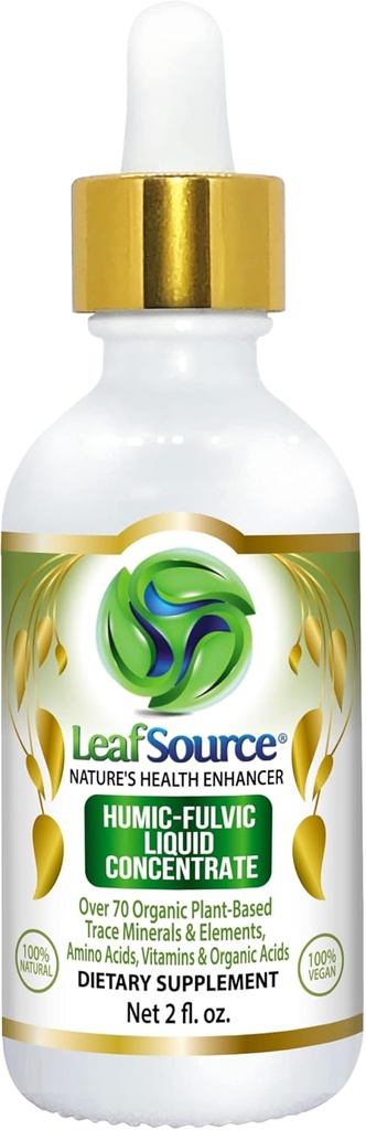 LEAFSOURE Humic Fulvic Acid Liquid 2oz Trace Minerals med elektrolyter kollagenvitaminer Superior Humic å fulvic forhold Mer energi gut helse felles helse Immunstøtte Hydration 180 server
