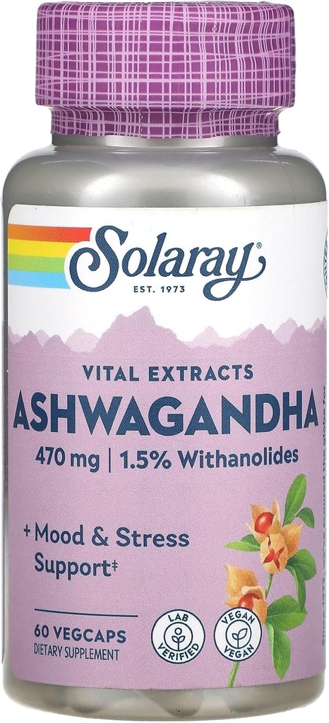 SOLARAY Ashwagandha, 470 мг, 60 VegCaps