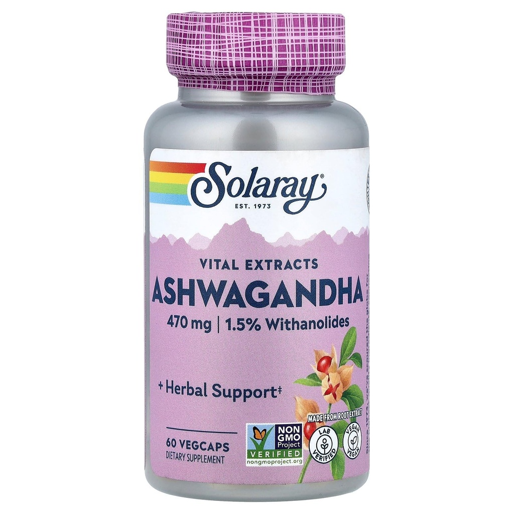 SOLARAY Vital Extracts, Ashwagandha, 470 mg, 60 VegCaps