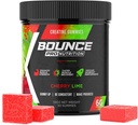 Bounce Pro Creatine Monohydrate Gummys for Men and Women, Low Calorie, 6G of Creatine per Service, Vegan, Anti-Melting, Gluten-Free, Non-GMO, 2g of Creatine per Gummy (30立方厘米,樱桃莱姆)