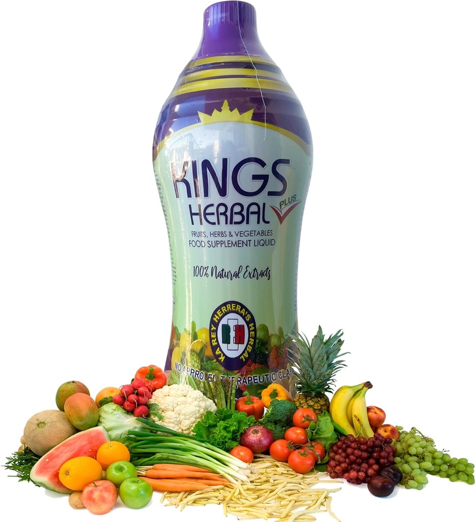 REH Kings Herbal Plus Suplementos Alimentares Suco (1000ml) - 80 Ingredientes - Mistura de Legumes, Ervas e Frutas - Suporte Imune para o estado saudável ideal - Multivitamina diária, 1 garrafa