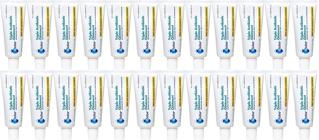 Globe Triple Antibiotic Ointment, 24 Pack, 0.5 oz Tubes, First Aid Supply | Triple Antibiotic Formula, Minor Cuts and Scrapes Care, Individual Tubes, Portable Supply, First Aid Kit, Travel Ready