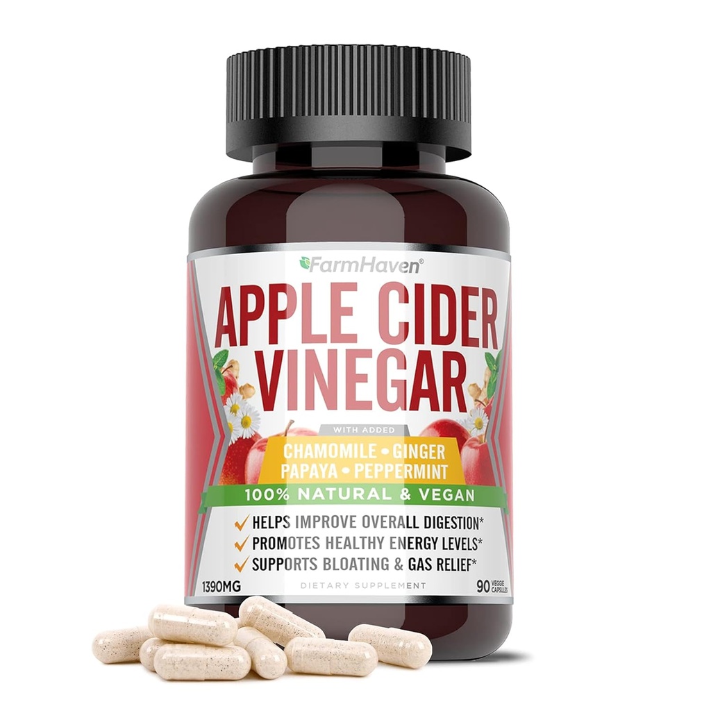 Granja Hasn Apple Cider Vinegar Capsules amb Mare, ACV Capsules amb la mare 1390MG, Apple Cider Vinegarls amb Ginger, Apple Vinegar Pils per a Digestion saluty, Vinegar Taulats amb Mare