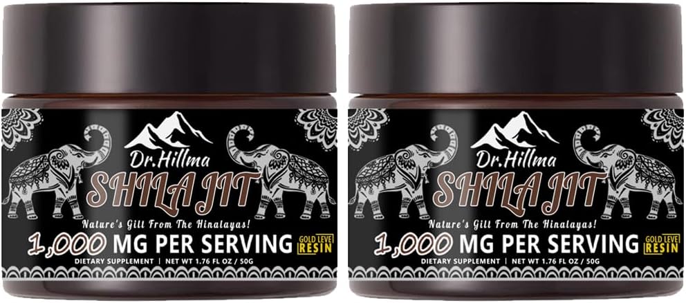 Murni Shilajit Resin, Autentic Golden Grade A, 100mg Maksimal Potency Organic Shilajit Resin dengan Fulvic Acid for Energy, Imune Dukungan, 50 Grams, 2 Pack