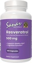 Sanar Naturals Resveratrol Supplement 500 mg - Stöder hälsosam åldrande, kognitiv funktion och hjärthälsa - Plant Based Trans Resveratrol - Vegan, icke-GMO, 120 kapslar