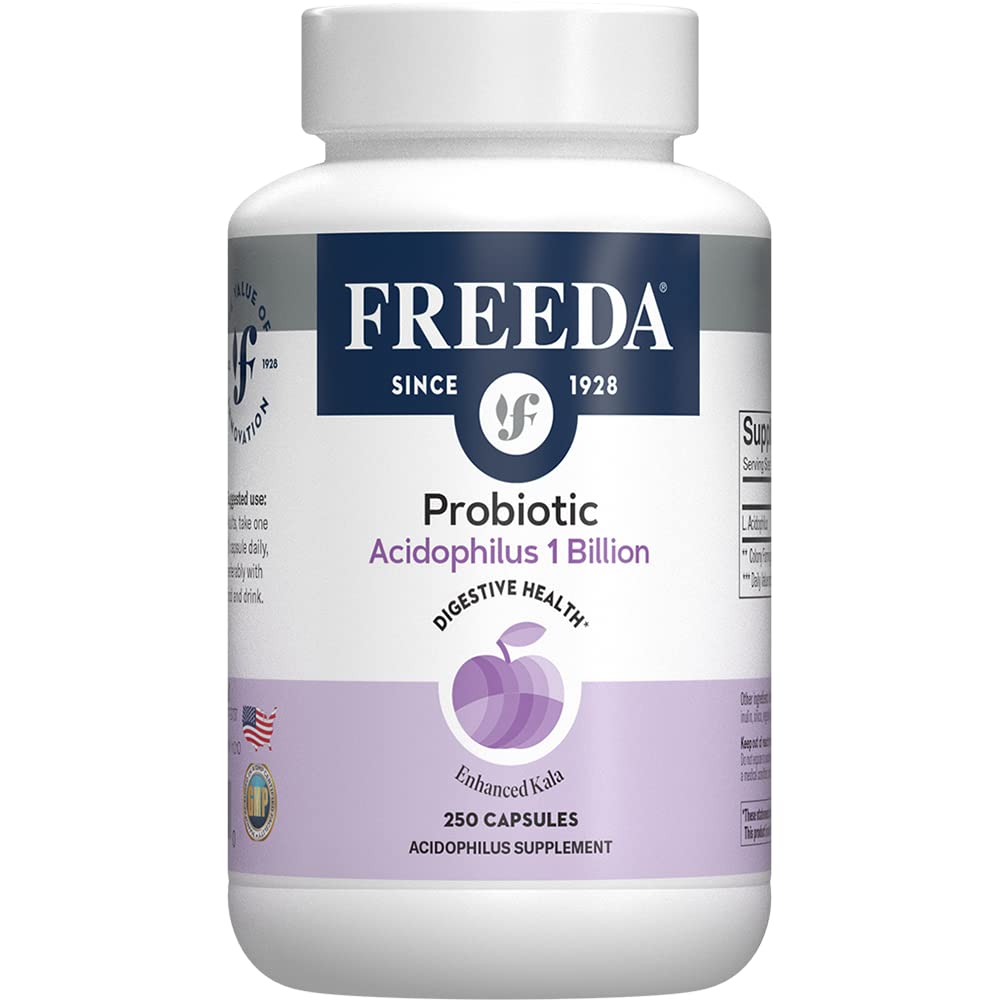 FREEDA Acidophilus Probiotic 1 Billion CFU - Lactobacillus Acidophilus Probiotics for Women & Men - Women's Probiotics for Digestive Health - Gut Health Supplements for Women & Men (250 Capsules)