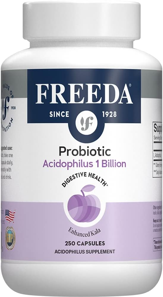 FREEDA Asitofilus Probiyotik 1 Milyar CFU - Kadınlar ve Erkekler için Lactobacillus Asitofili Probiyotikler - Kadın Probiyotikleri için Digestive Health - Gut Health Supplements for Women & Men (250 Capsules)