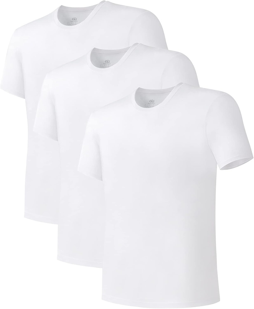 DAVID ARCHY Men's Undershirts는 면 T 셔츠 연약한 습기 착용 Undershirt Crew 목 또는 V 목 티 3 팩을 Combed