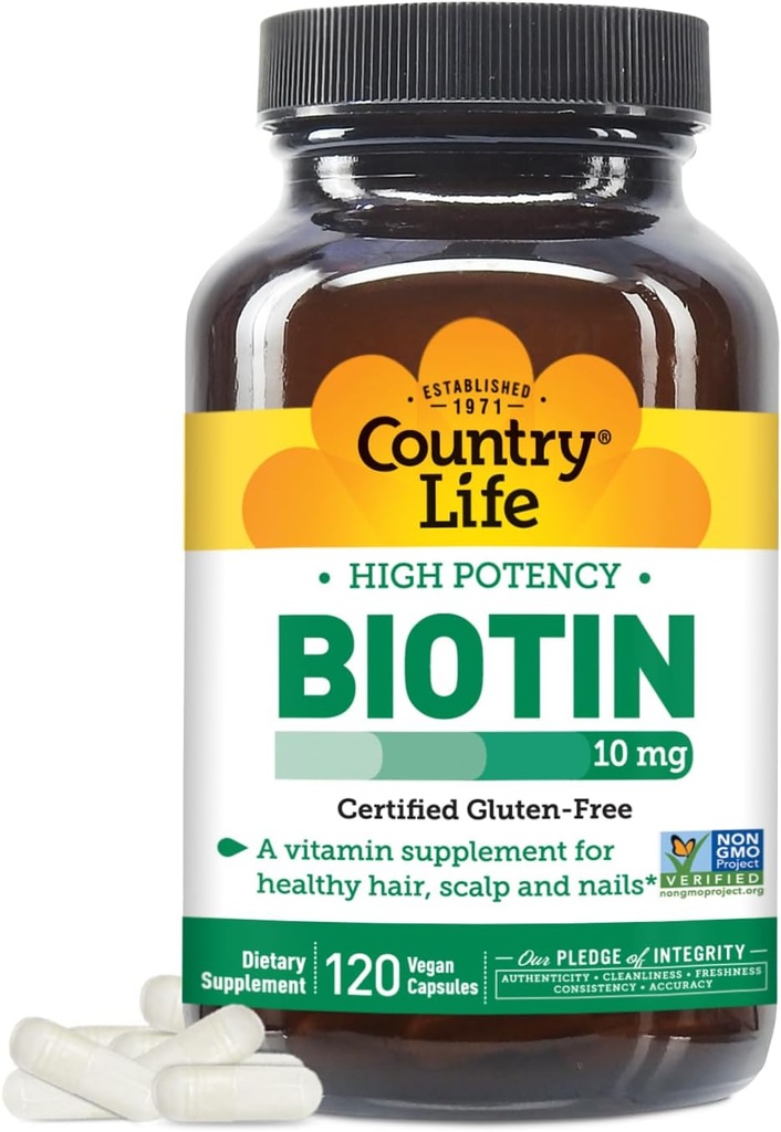 País Vida alta biotectina 10mg - Vegan & Guten-Free Bitectin suplementari per a Aparença i Nals, Energia Metabolisme - biotectin 1000cg Capsule