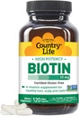 Country Life High-Potency Biotin 10mg - טבעוני & Gluten-Free Biotin תוסף עבור Skin & Nails, Energy Metabolism - ביוטין 10000mcg קפסולות