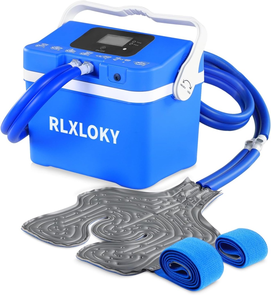 Cold Therapy Unit for Pain Relief, Cold Therapy System with Universal ice Pack for Knee, Ankle, Shoulder, Back, Ice Therapy Machine with Digital Timer and Ajuable Flower Speed