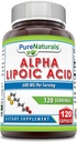 Pure Naturals Alpha Lipoic Acid 600 mg 120 Kapseln Supplement | Non-GMO | Gluten Free | Made in USA