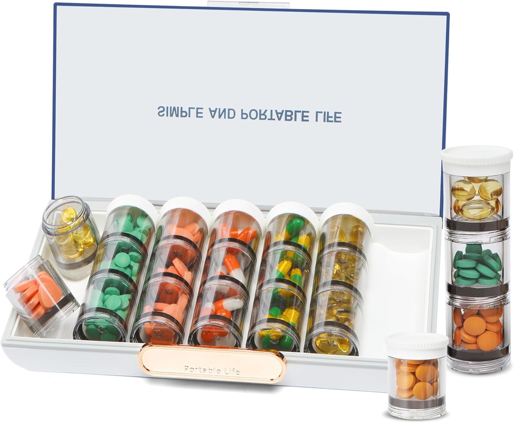 Toplive 3 배 Day Pill 주최자 7 일, 대형 일일 Pill 주최자, Weekly Medicine Vitamin 주최자 상자, Fish Oil Supplement Storage 주최자, Separable Travel Pill Container, White