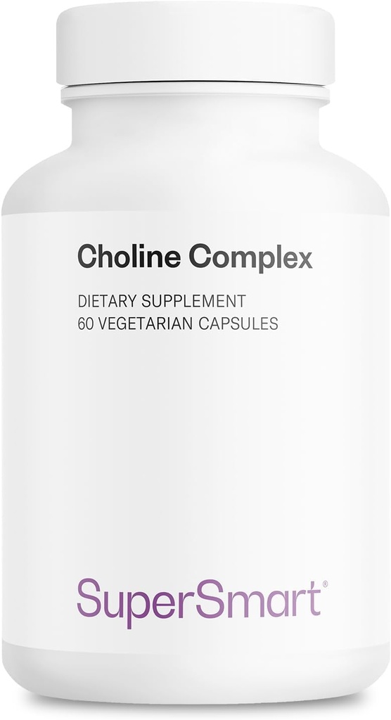 Supersmart - Choline Complex (Patented & High Strength) - with Choline Bitartrate, GPC Choline & CDP Choline - High Potency Choline Supplements | Non-GMO & Gluten Free - 60 Vegetarian Capsules