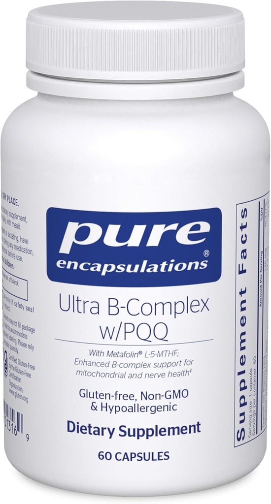 Pure Encapsulations Ultra B-Complex with PQ | Vitamin B supplement to Support Nerves, Cells, Methylation, and Mitochondrial Health* | 60 Capsules