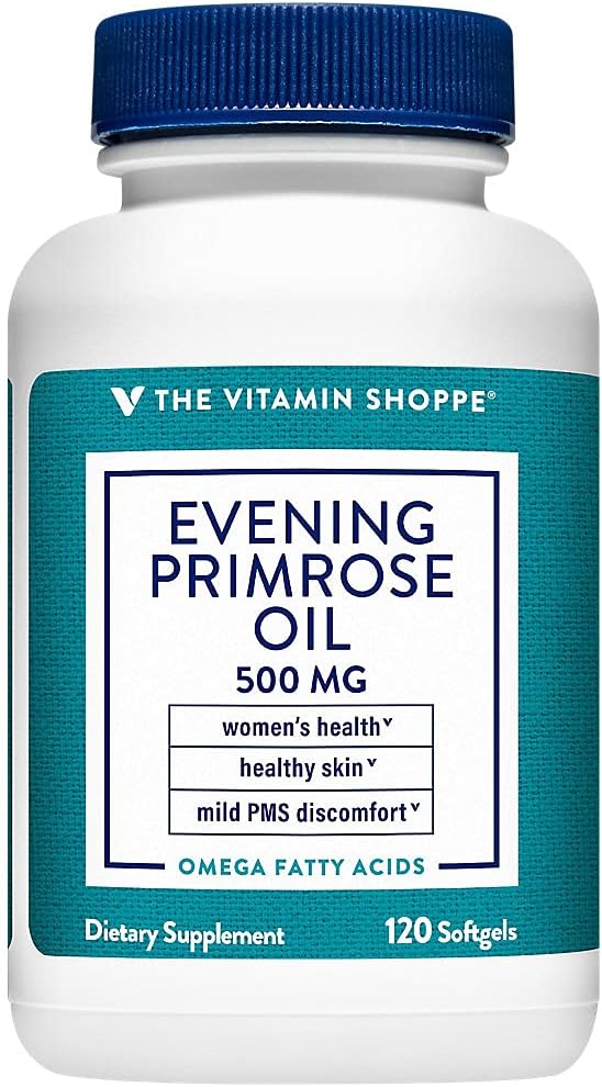 Vitamiini Shoppe Ilta Primrose Oil 500MG, luonnollinen lähde GLA (Gammia Linoleenihappo), täydentää naisten terveyden ja hormonitasapaino (120 Softgels)