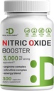 Nitric Oxide Booster 3.000mg Per Serving, 300 Kapsul - 12 dalam 1 Nitric Oxide Suplement - Arginine & Citrulline Complex with Energy Blend - Marshmallow Root - Promes Nutrient Flow to Muscles & Heart